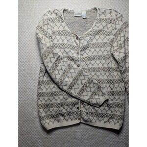 90s Vintage Fair Isle Knit Cardigan | Women's Large | Made in USA